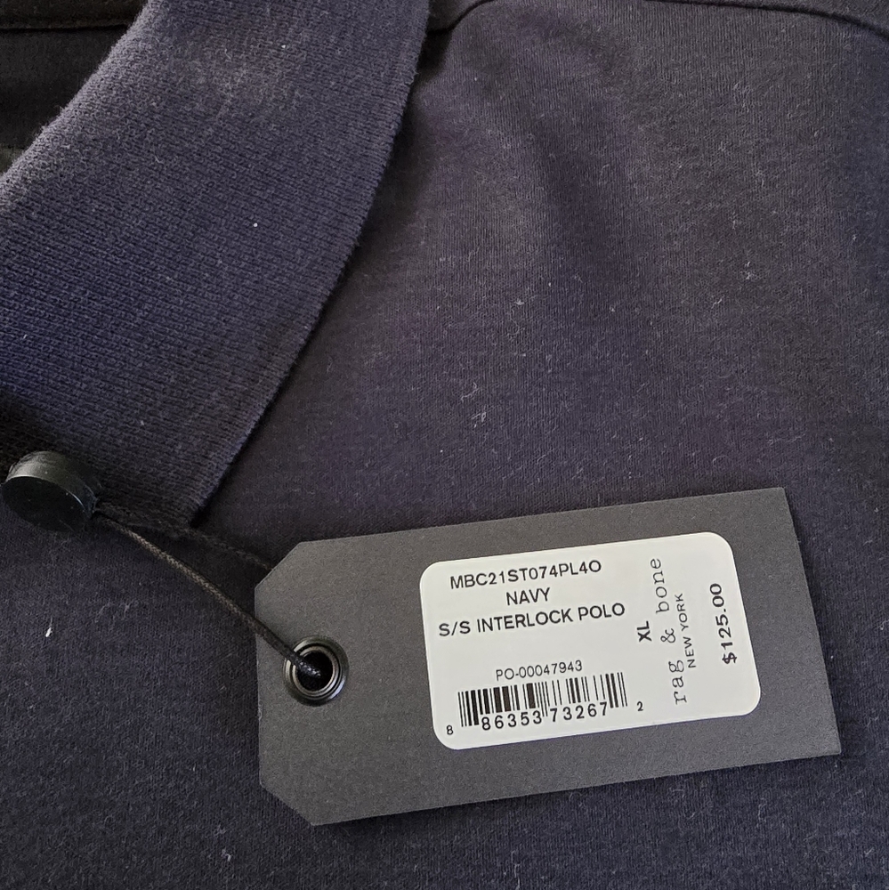 NWT Rag & Bone Mens Navy Blue Polo - XL
